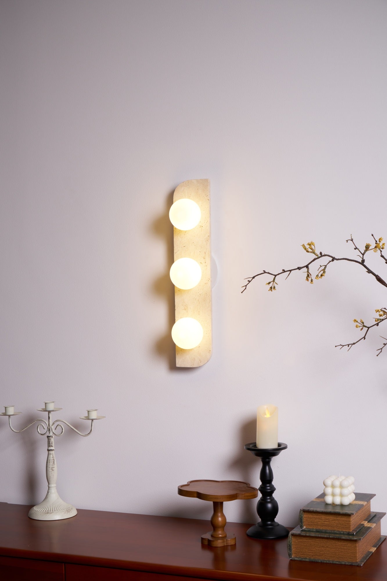 Phaidra - Globe Travertine Wall Light