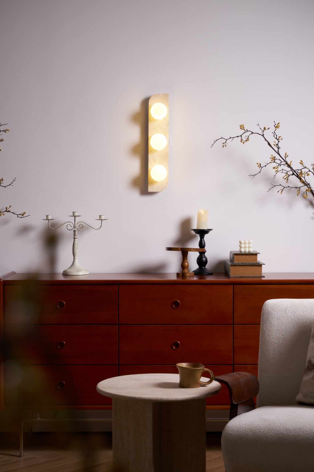 Phaidra - Globe Travertine Wall Light
