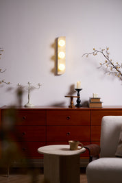Glauke - Travertine and Glass Globe Plug-In Light