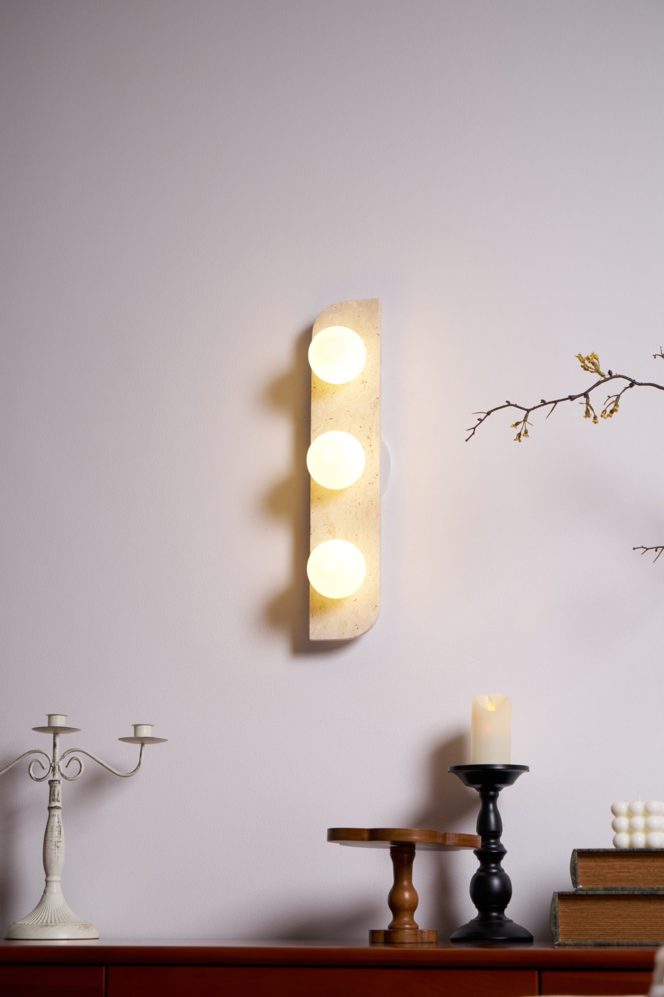 Phaidra - Globe Travertine Wall Light