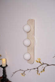 Glauke - Travertine and Glass Globe Plug-In Light