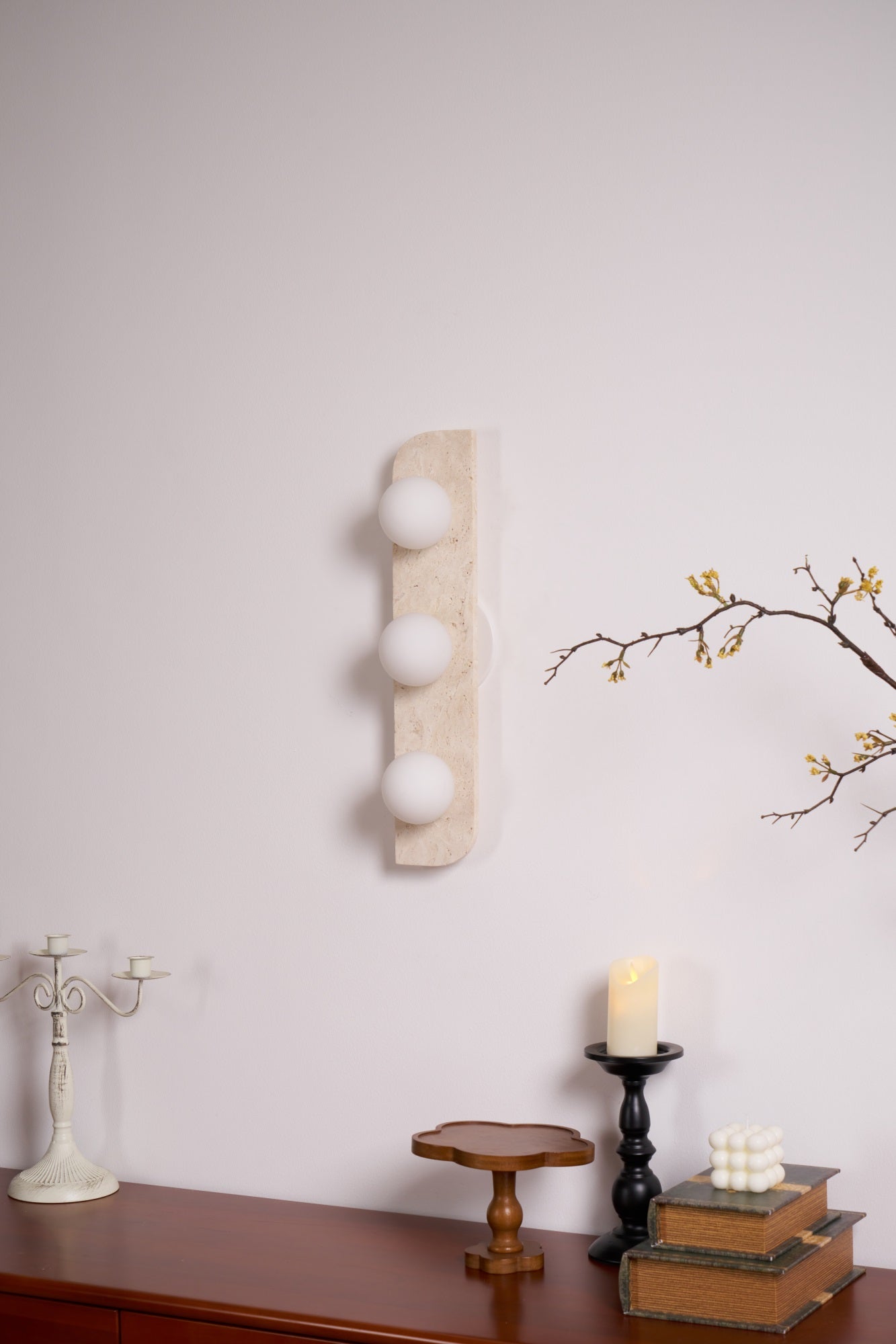 Phaidra - Globe Travertine Wall Light