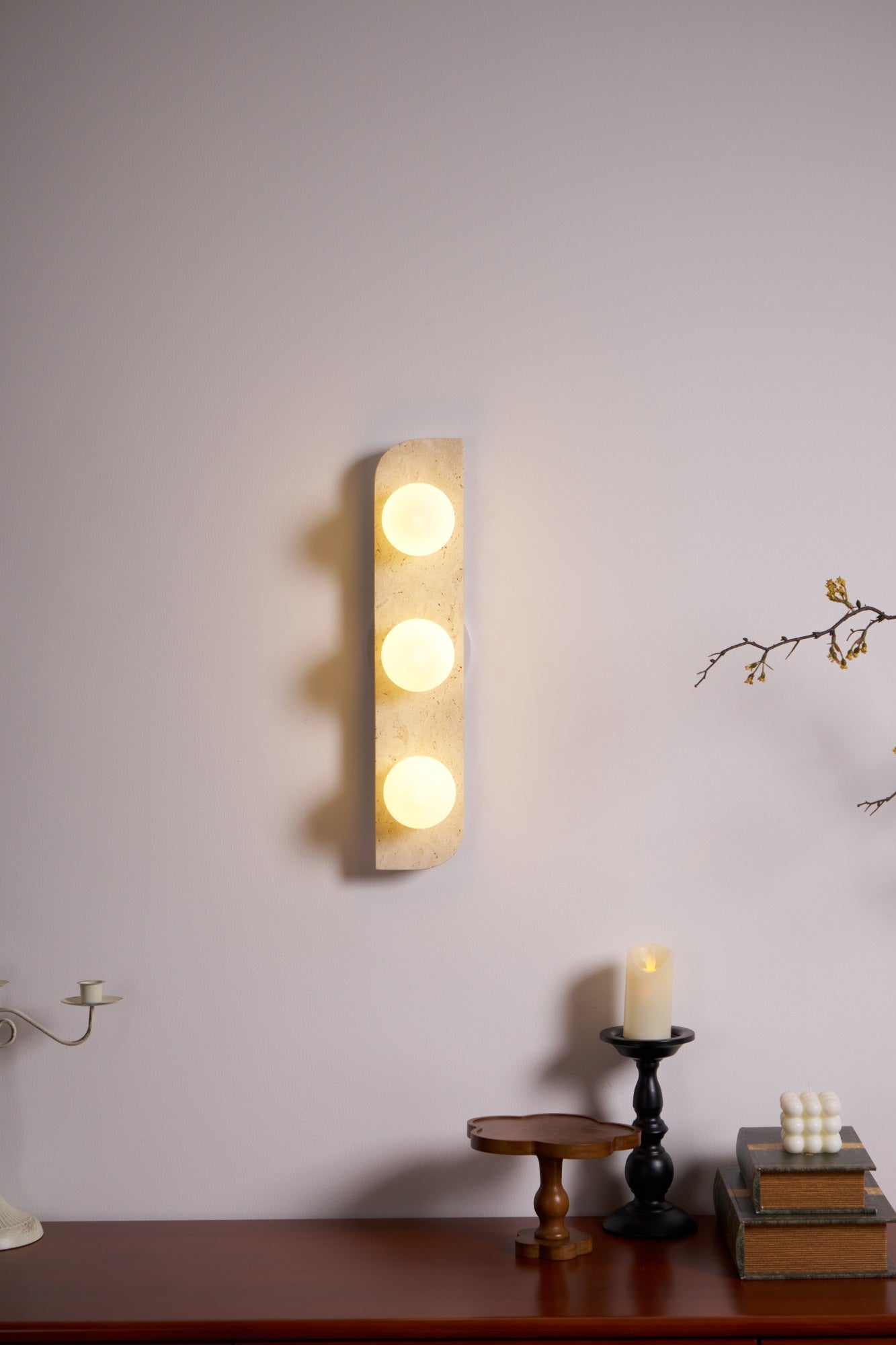 Phaidra - Globe Travertine Wall Light
