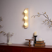 Glauke - Travertine and Glass Globe Plug-In Light