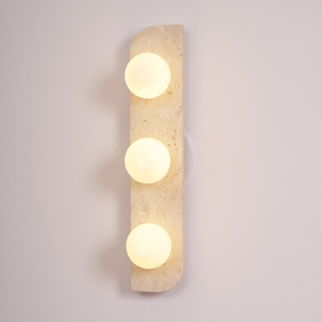 Glauke - Travertine and Glass Globe Plug-In Light