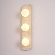 Glauke - Travertine and Glass Globe Plug-In Light