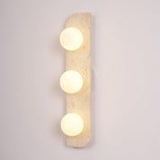 Glauke - Travertine and Glass Globe Plug-In Light