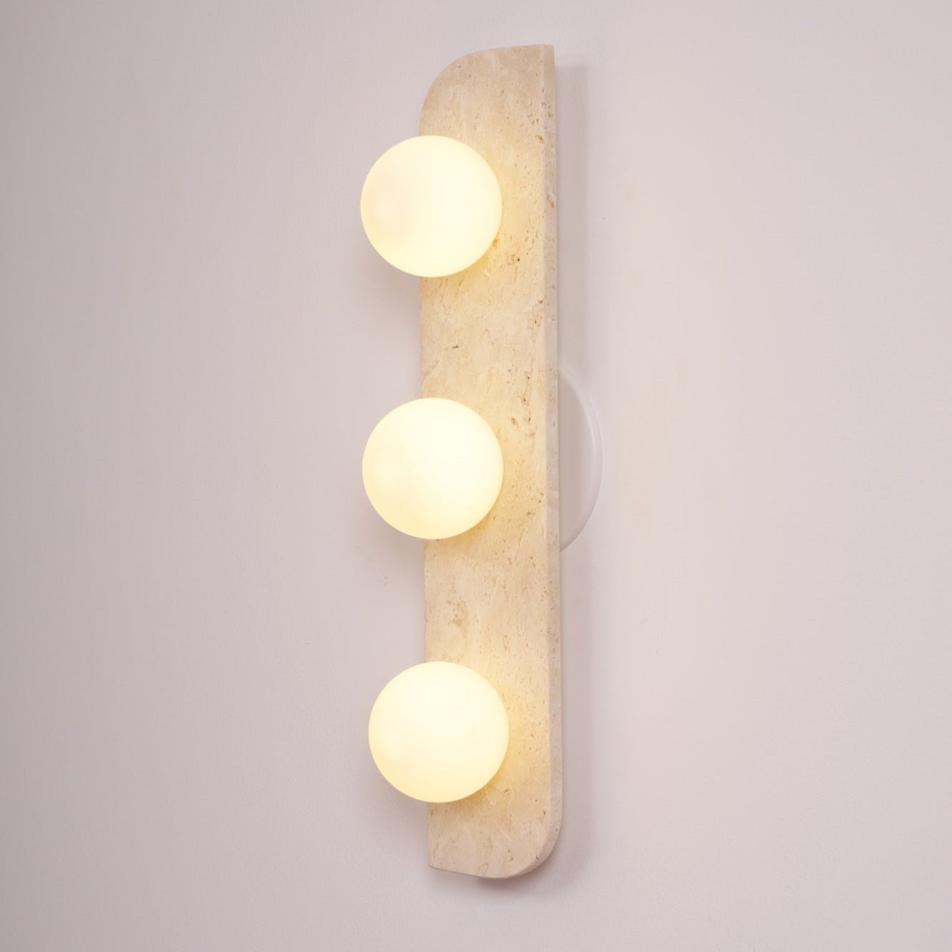 Glauke - Travertine and Glass Globe Plug-In Light