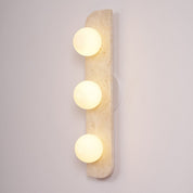 Glauke - Travertine and Glass Globe Plug-In Light