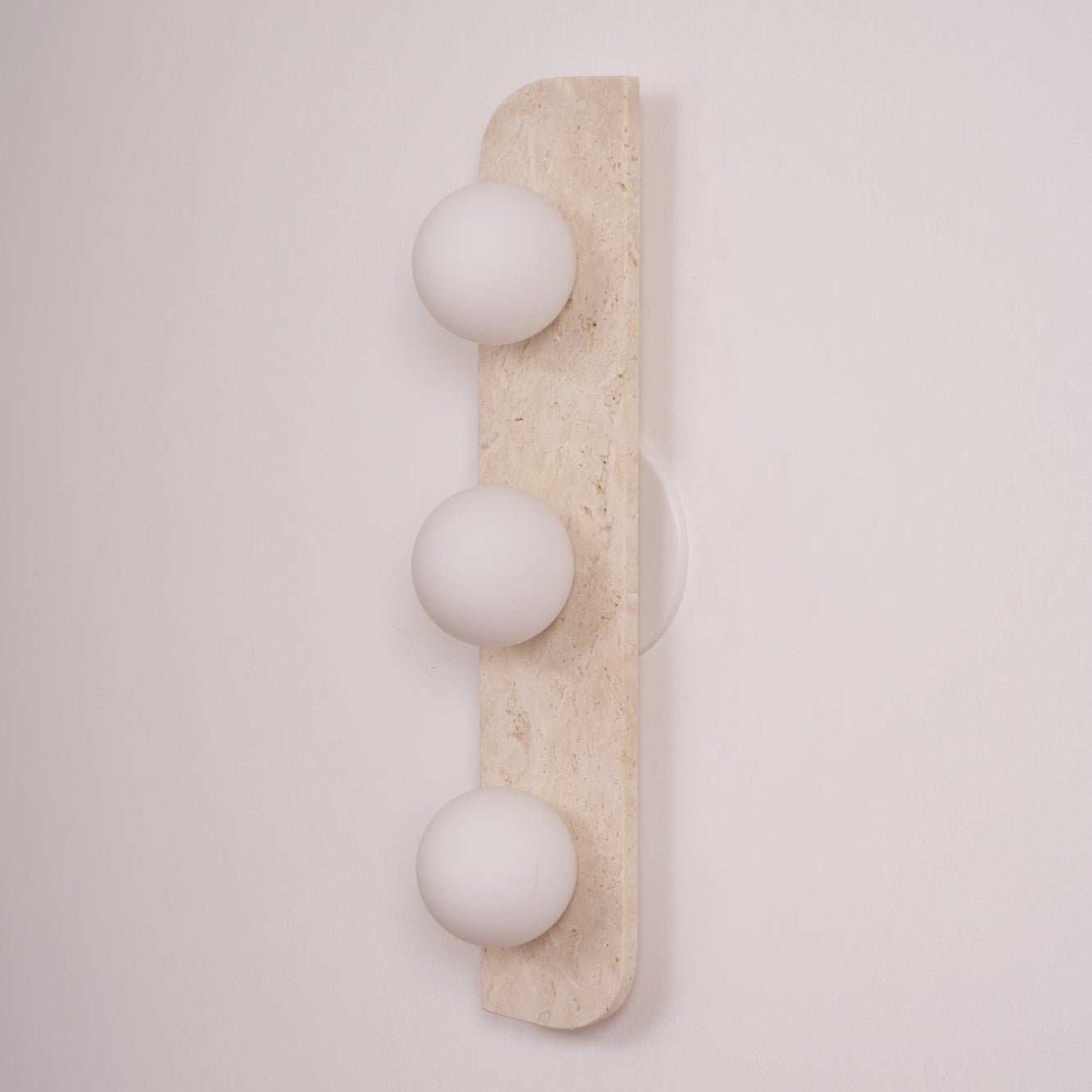 Glauke - Travertine and Glass Globe Plug-In Light