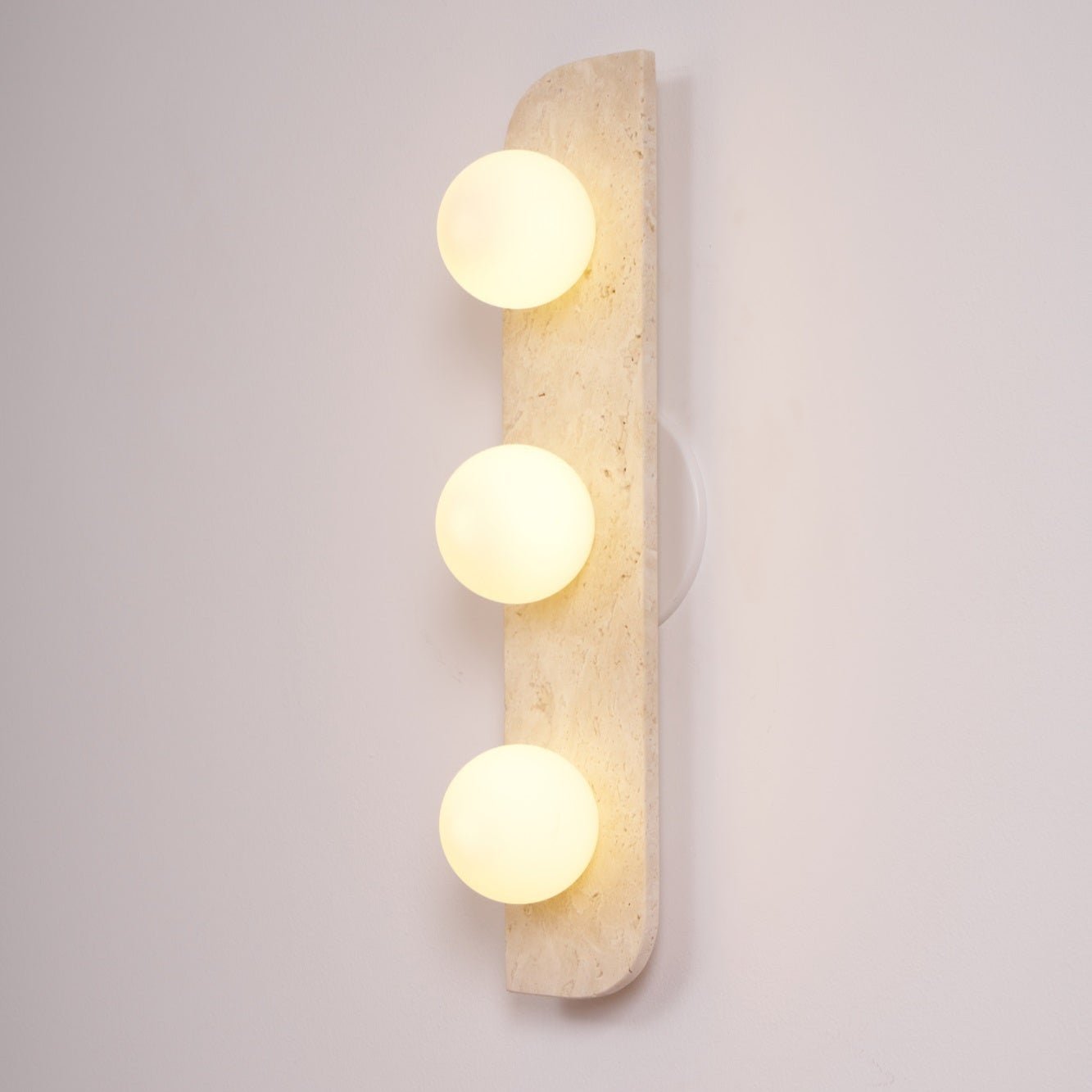 Glauke - Travertine and Glass Globe Plug-In Light