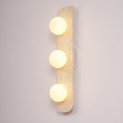 Glauke - Travertine and Glass Globe Plug-In Light