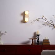 Glauke - Travertine and Glass Globe Plug-In Light