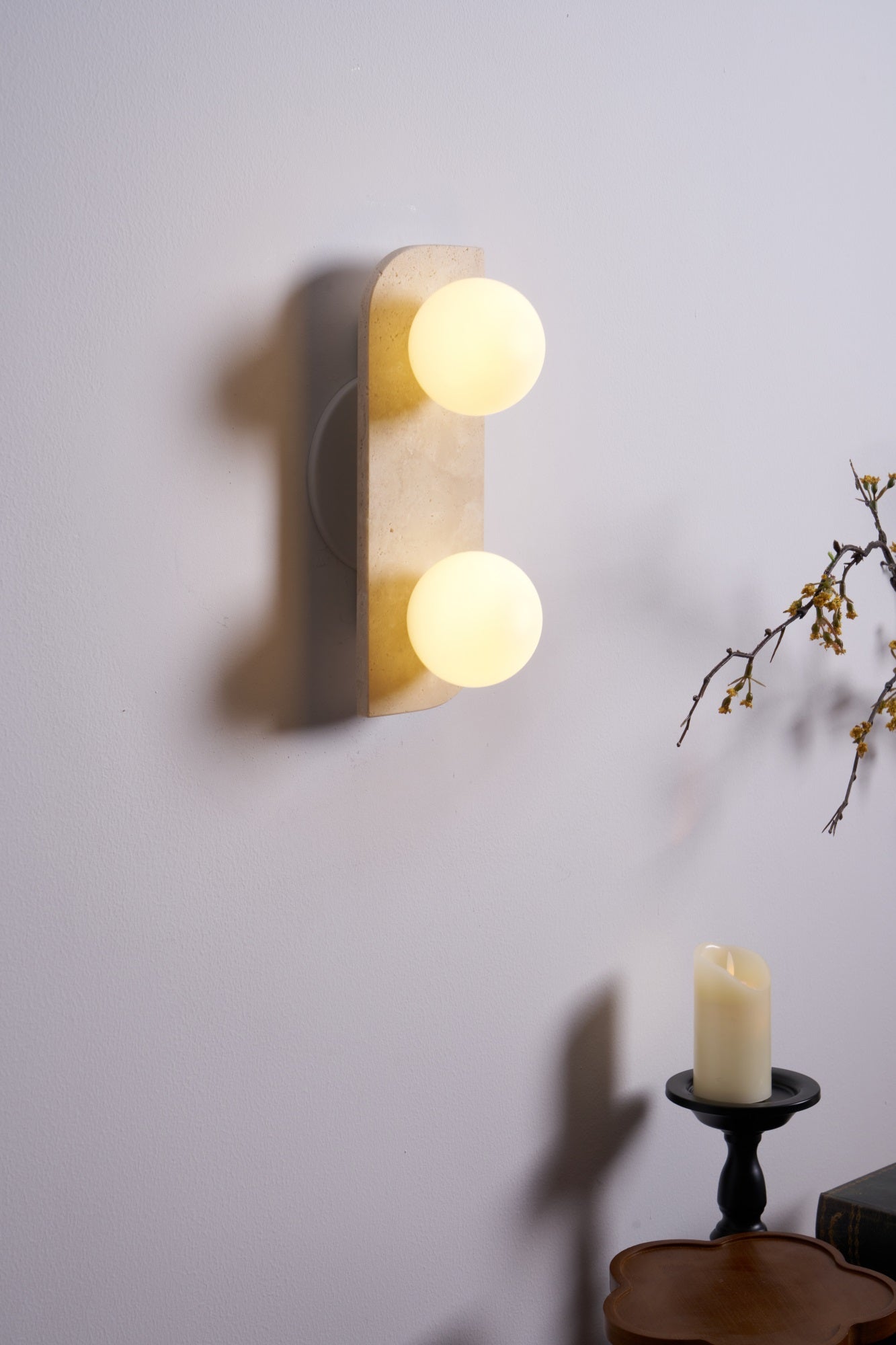 Phaidra - Globe Travertine Wall Light