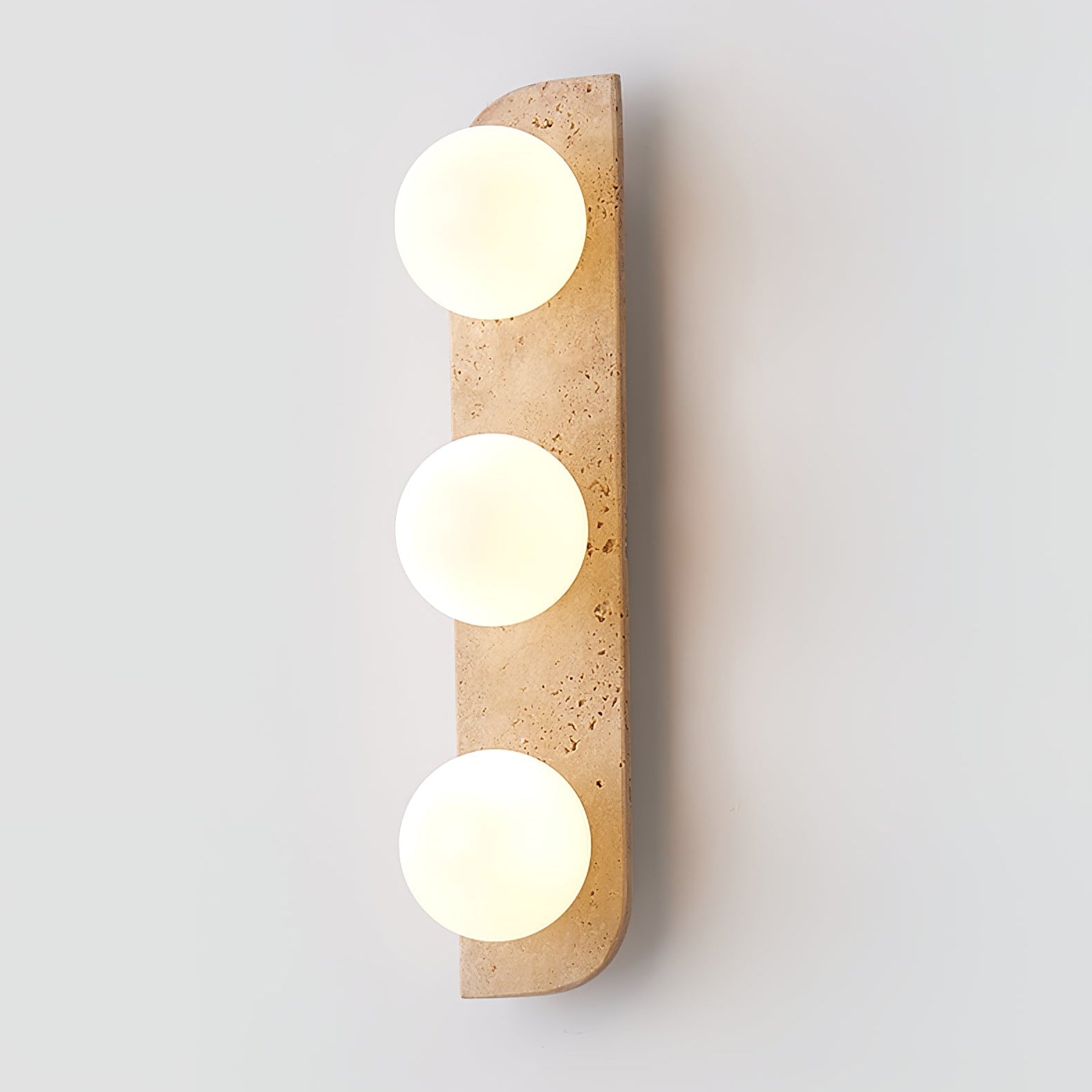 Glauke - Travertine and Glass Globe Plug-In Light