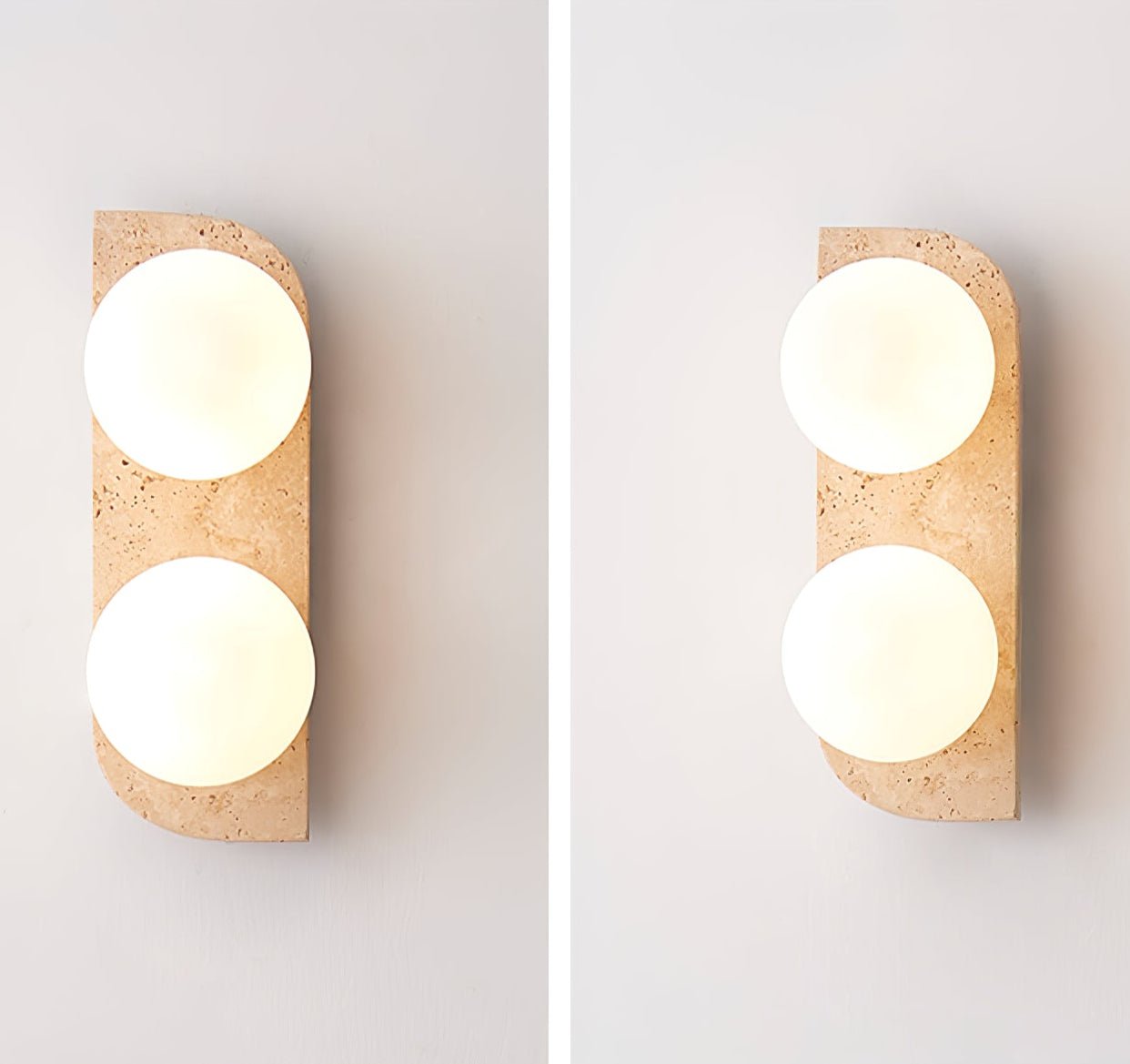Glauke - Travertine and Glass Globe Plug-In Light