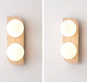 Glauke - Travertine and Glass Globe Plug-In Light