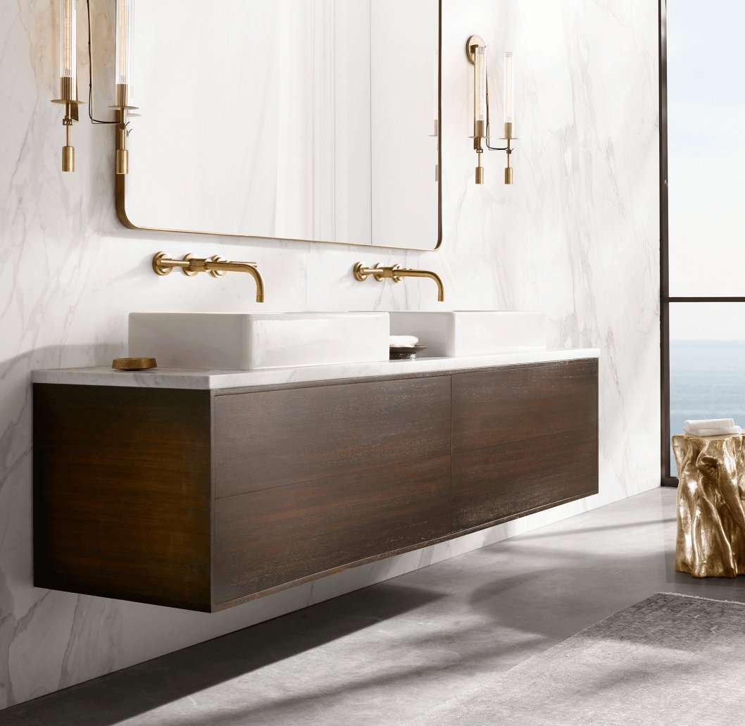 Eukleia - Brass and Ribbed Glass Wall Sconce