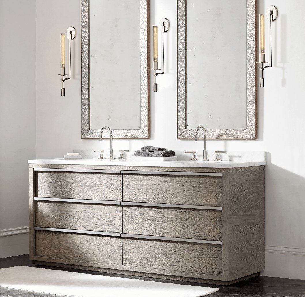 Eukleia - Brass and Ribbed Glass Wall Sconce