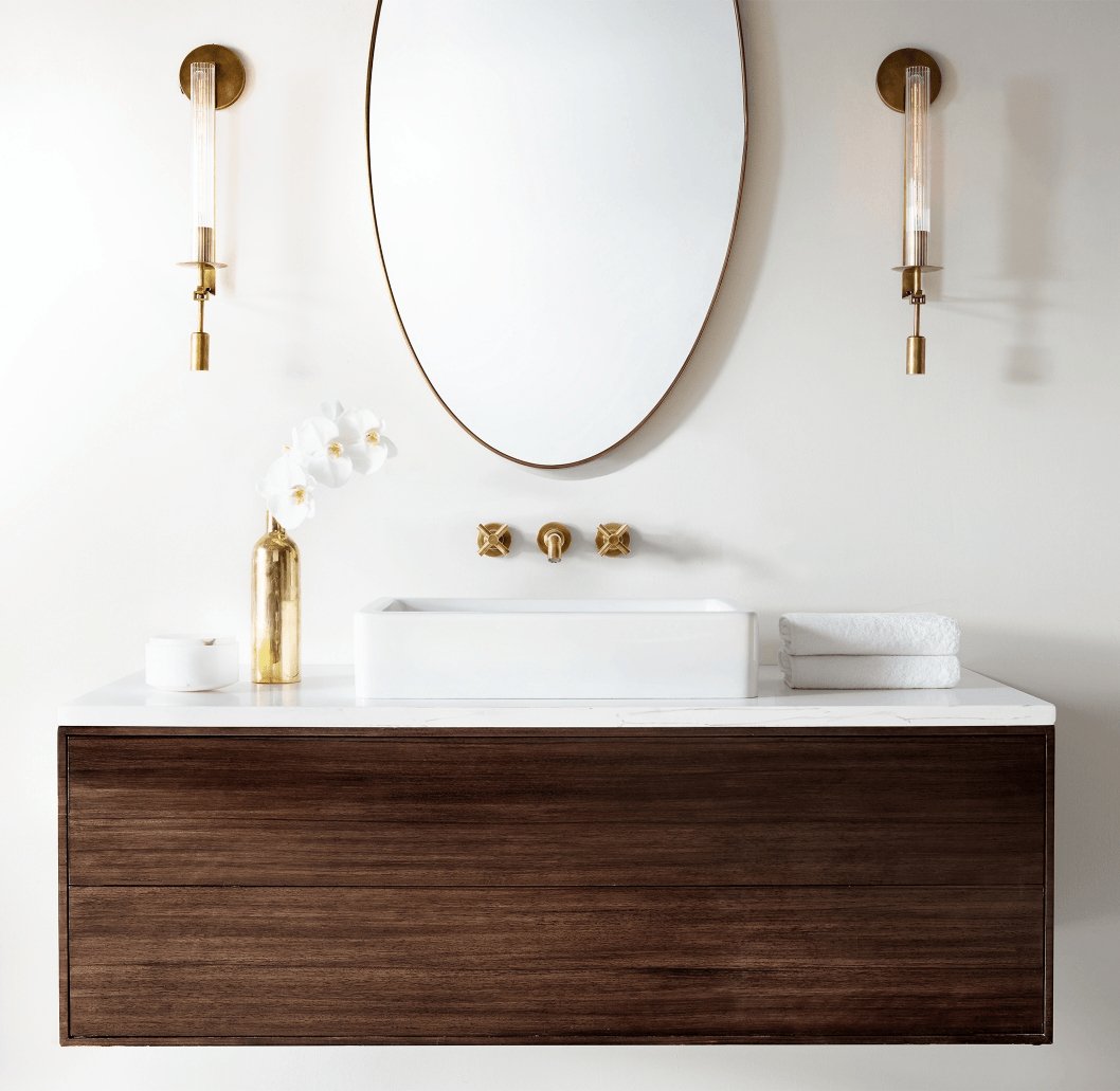 Eukleia - Brass and Ribbed Glass Wall Sconce
