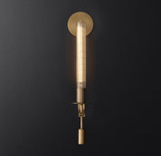 Eukleia - Brass and Ribbed Glass Wall Sconce