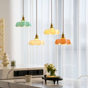 Kalyke - Pleated Glass and Brass Pendant Light