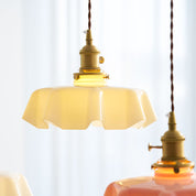 Kalyke - Pleated Glass and Brass Pendant Light
