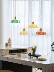 Kalyke - Pleated Glass and Brass Pendant Light