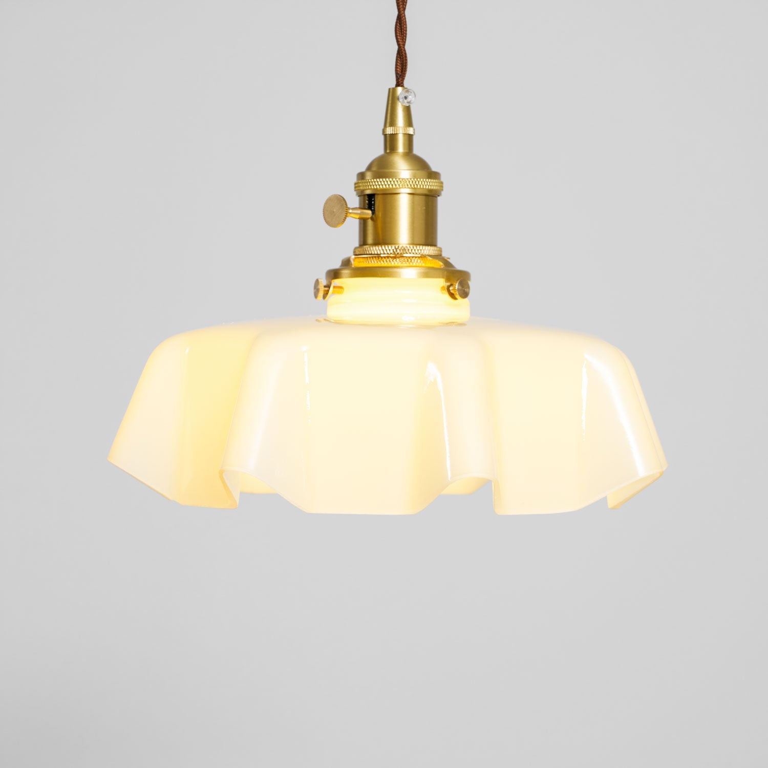 Kalyke - Pleated Glass and Brass Pendant Light