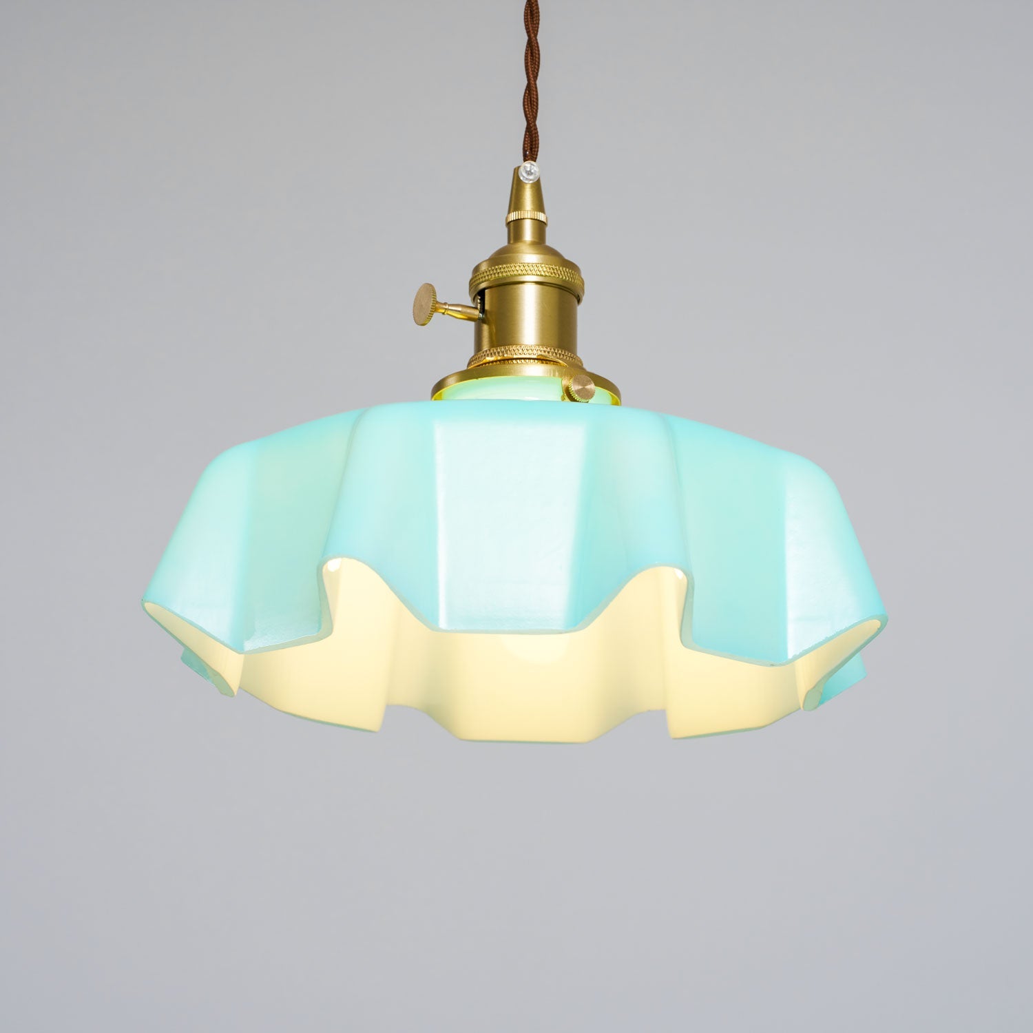 Kalyke - Pleated Glass and Brass Pendant Light