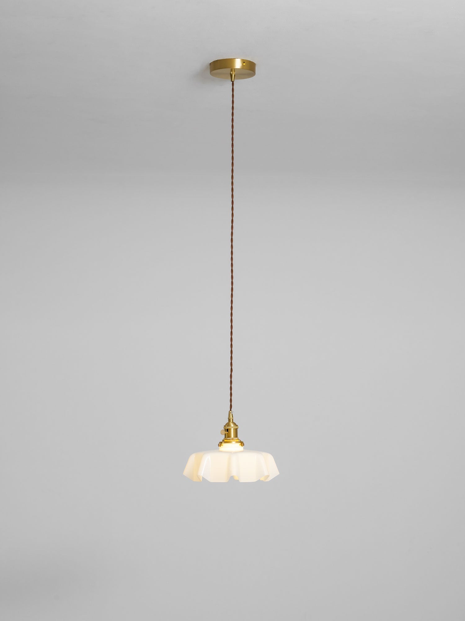 Kalyke - Pleated Glass and Brass Pendant Light