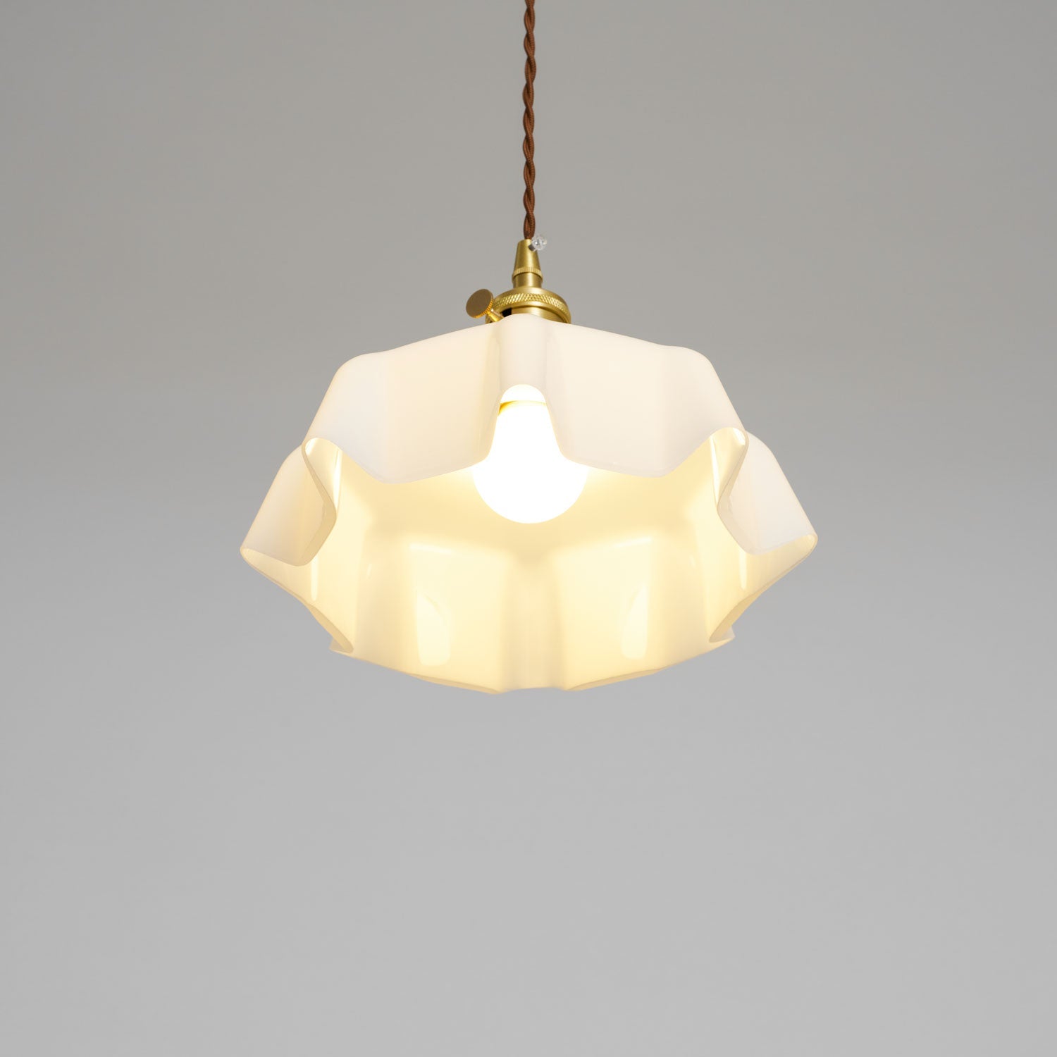 Kalyke - Pleated Glass and Brass Pendant Light