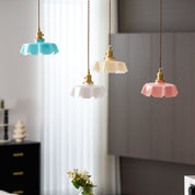 Kalyke - Pleated Glass and Brass Pendant Light