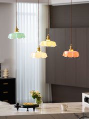 Kalyke - Pleated Glass and Brass Pendant Light