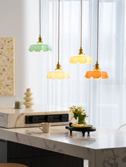 Kalyke - Pleated Glass and Brass Pendant Light
