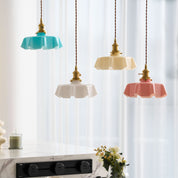 Kalyke - Pleated Glass and Brass Pendant Light