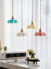 Kalyke - Pleated Glass and Brass Pendant Light