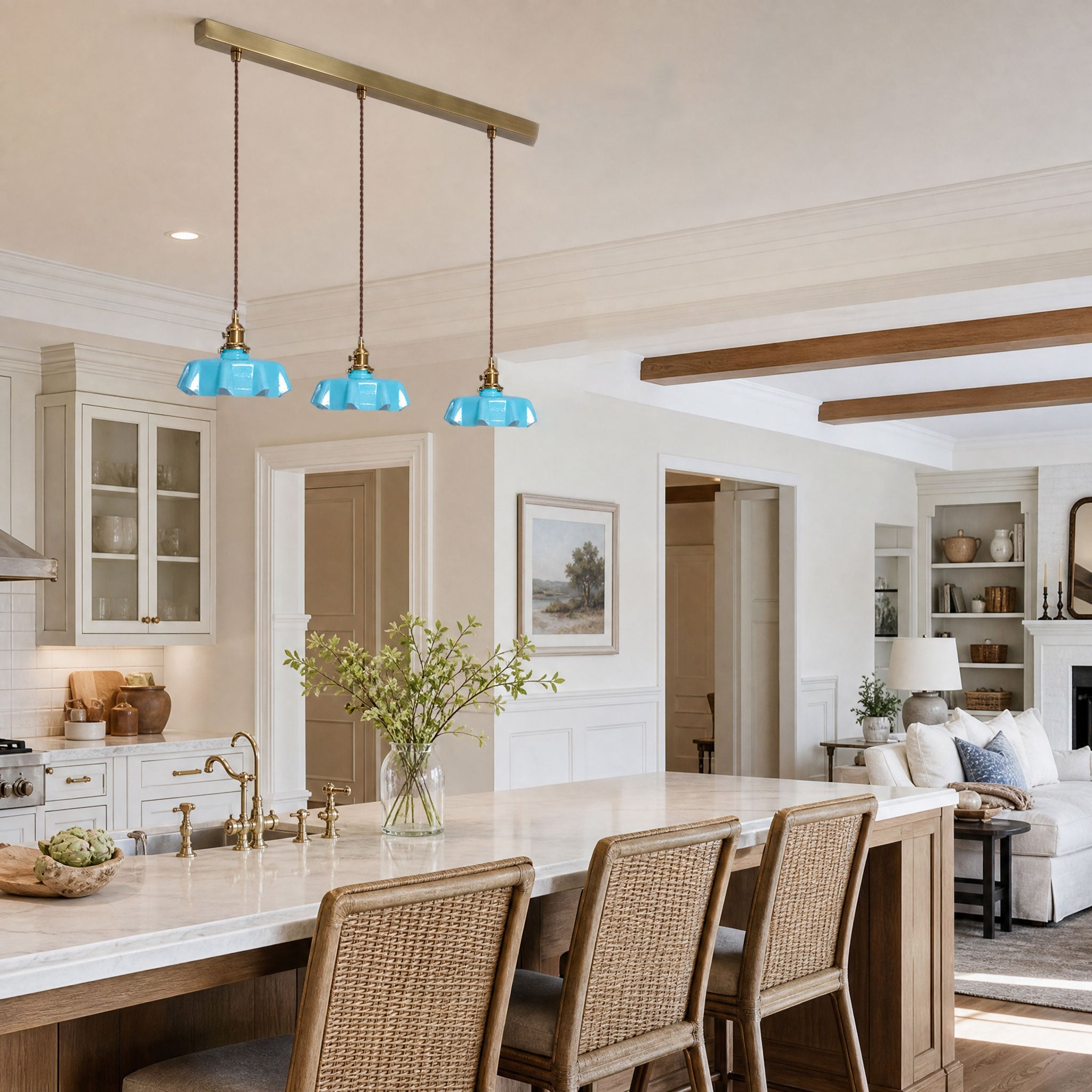 Kalyke - Pleated Glass and Brass Pendant Light