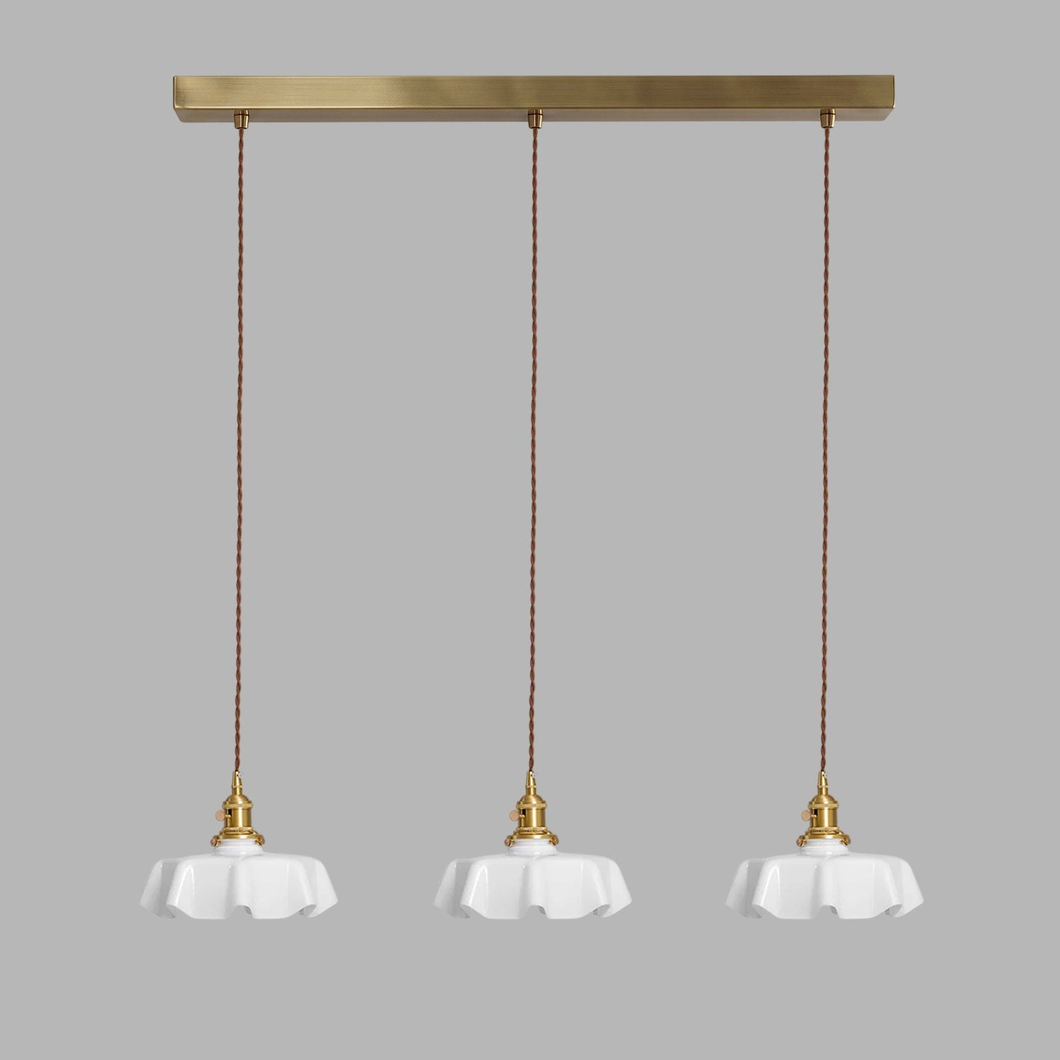 Kalyke - Pleated Glass and Brass Pendant Light