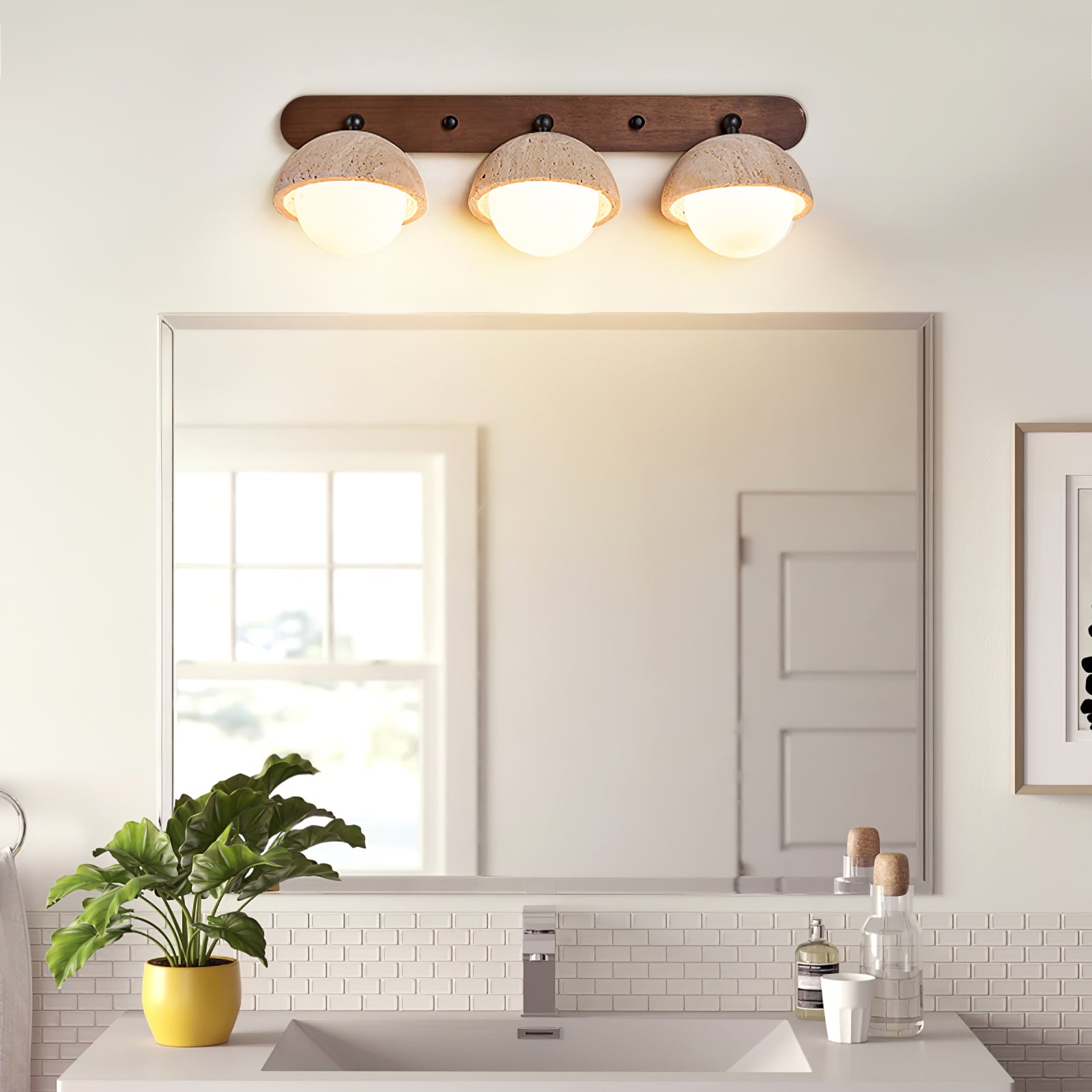 Endymion - Travertine and Glass Wall Sconce