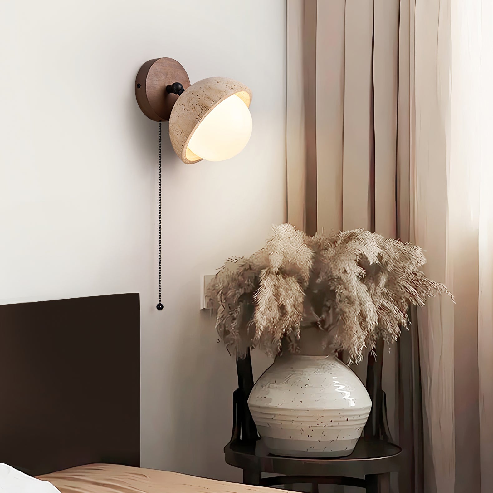 Endymion - Travertine and Glass Wall Sconce