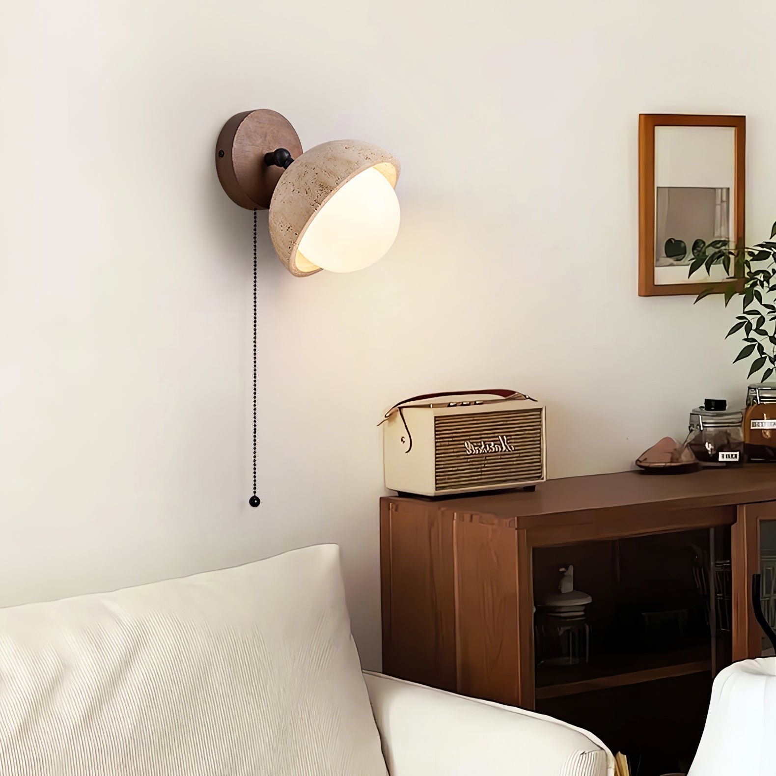 Endymion - Travertine and Glass Wall Sconce