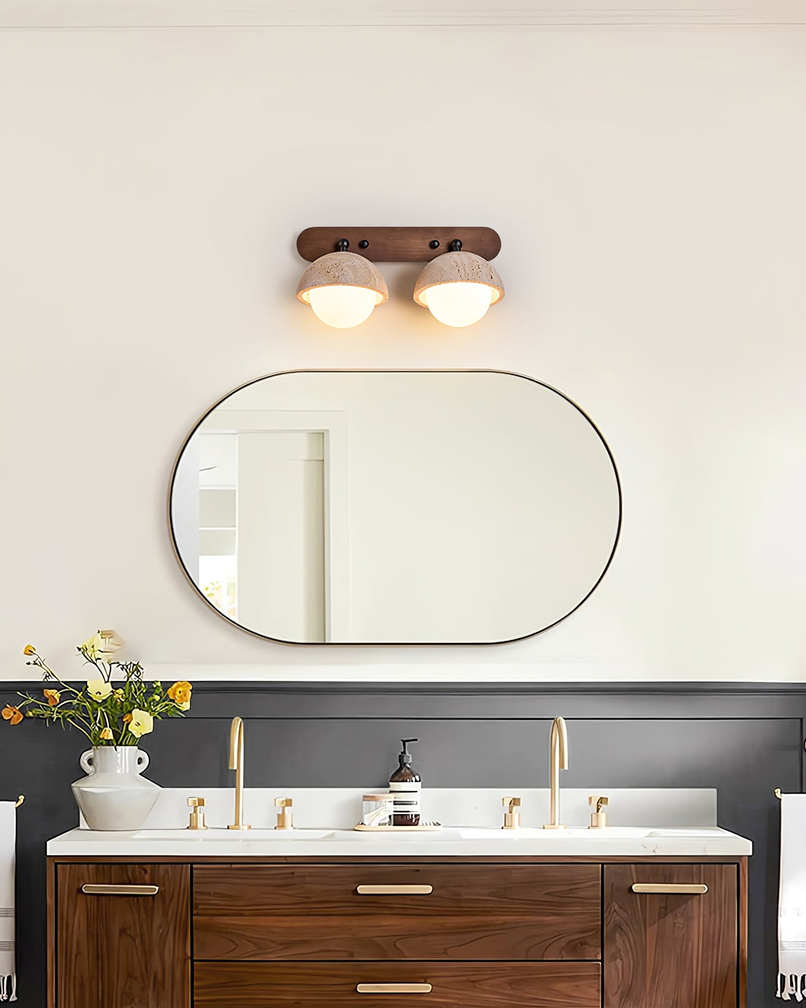 Endymion - Travertine and Glass Wall Sconce