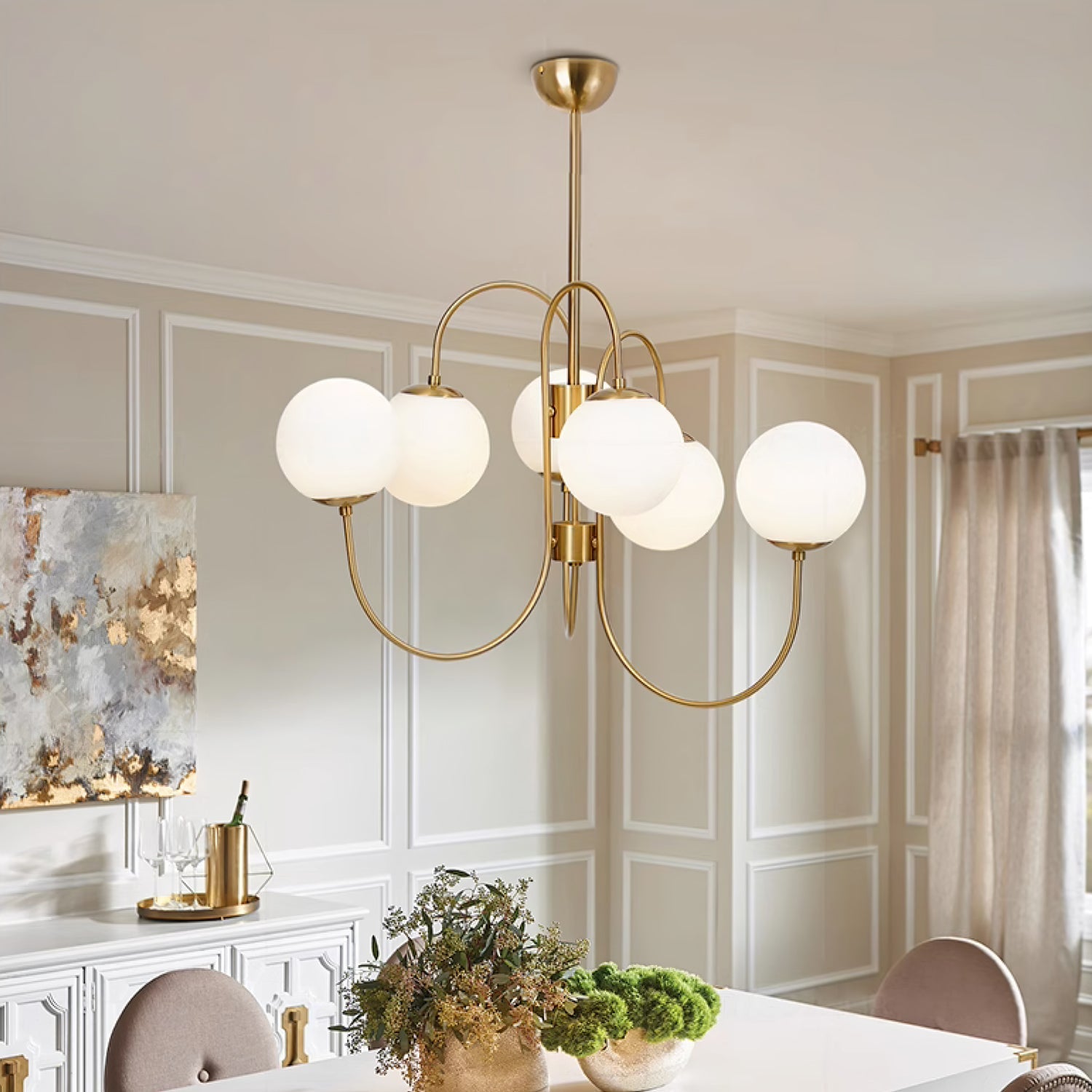 Peirene - Wrought Iron and Glass Globe Chandelier