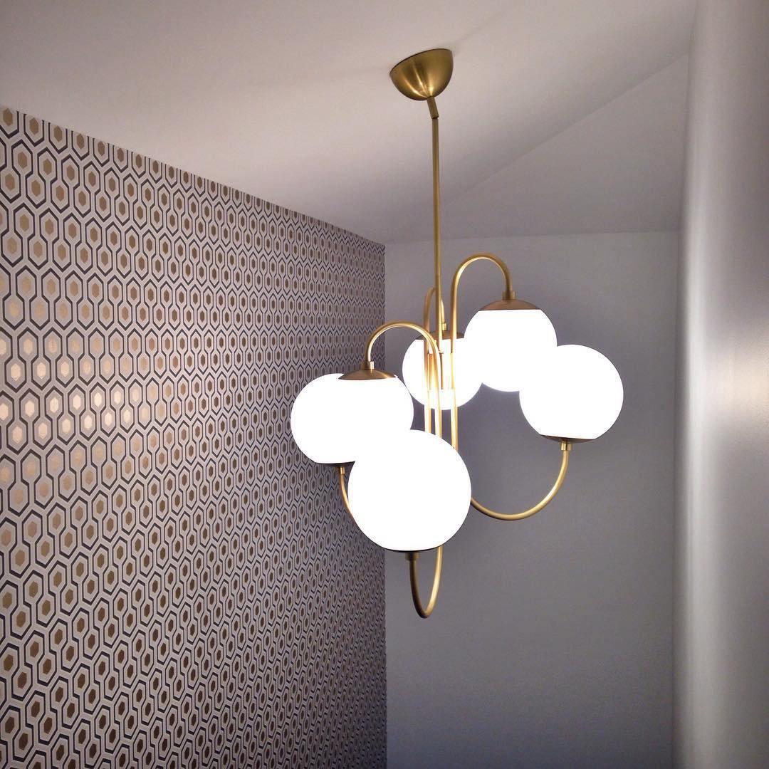 Peirene - Wrought Iron and Glass Globe Chandelier