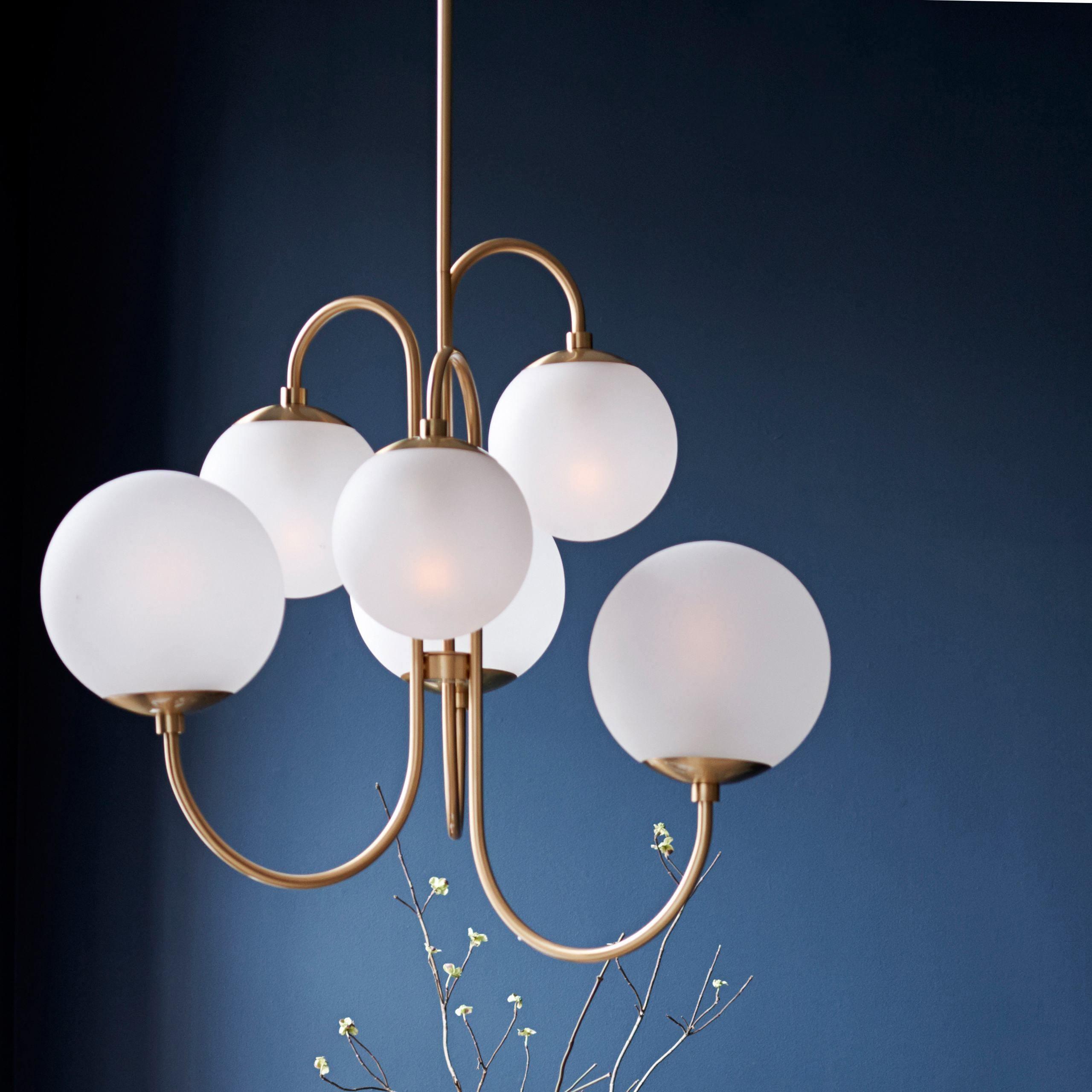Peirene - Wrought Iron and Glass Globe Chandelier
