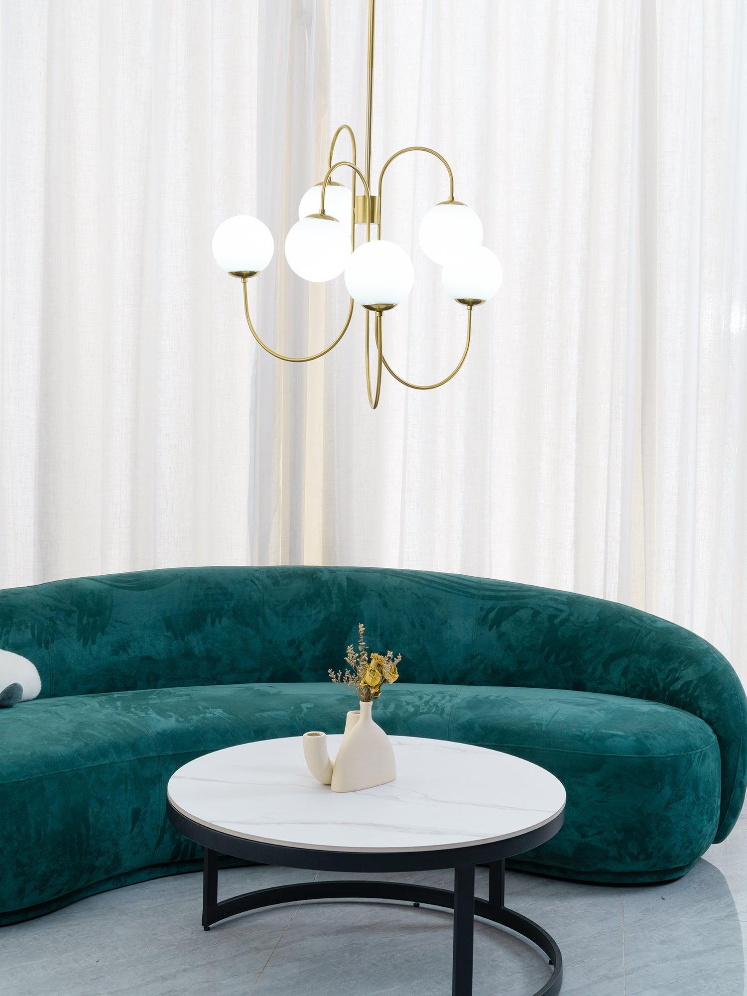 Peirene - Wrought Iron and Glass Globe Chandelier
