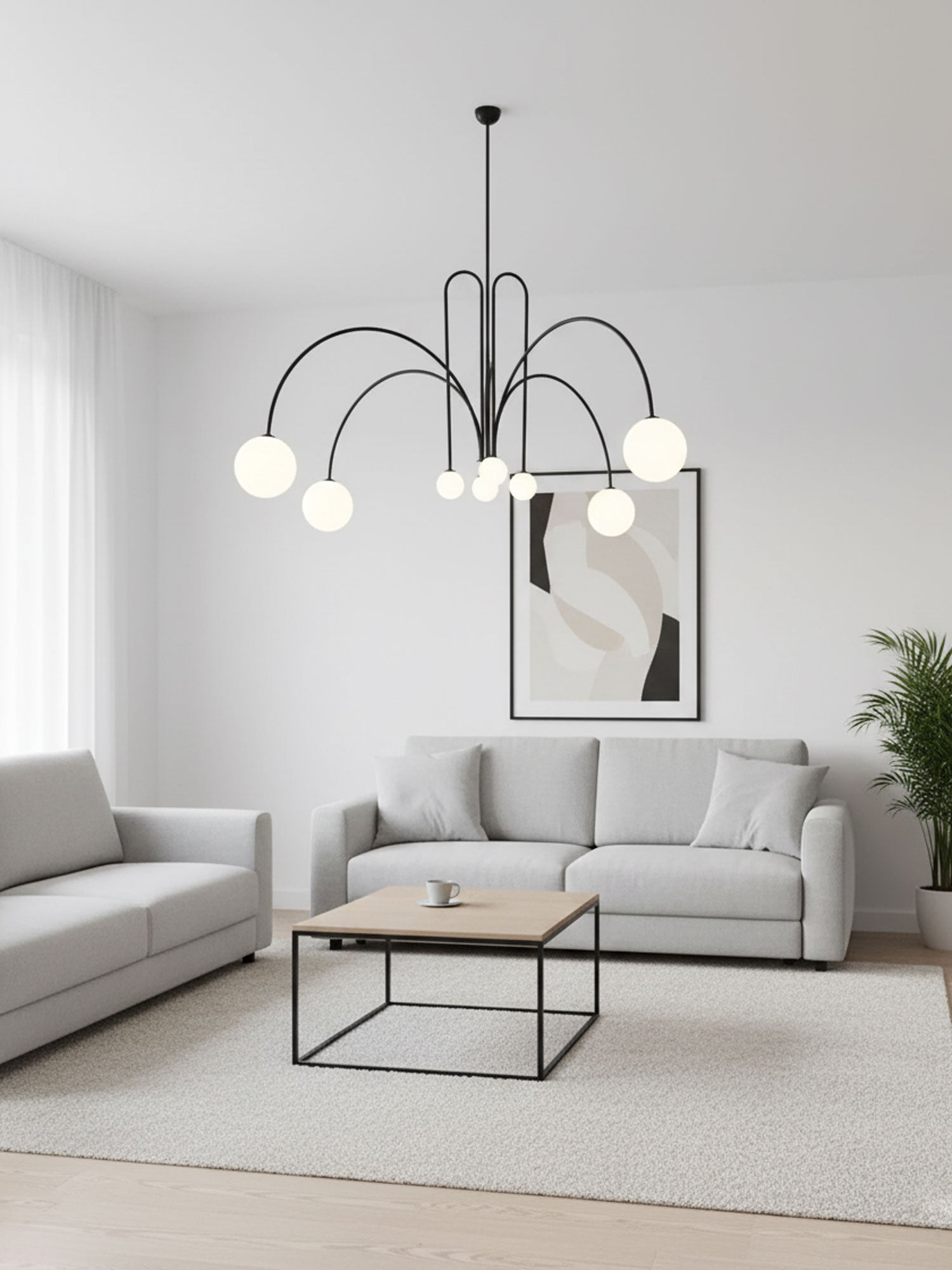 Thalia - White Glass Pendant Chandelier