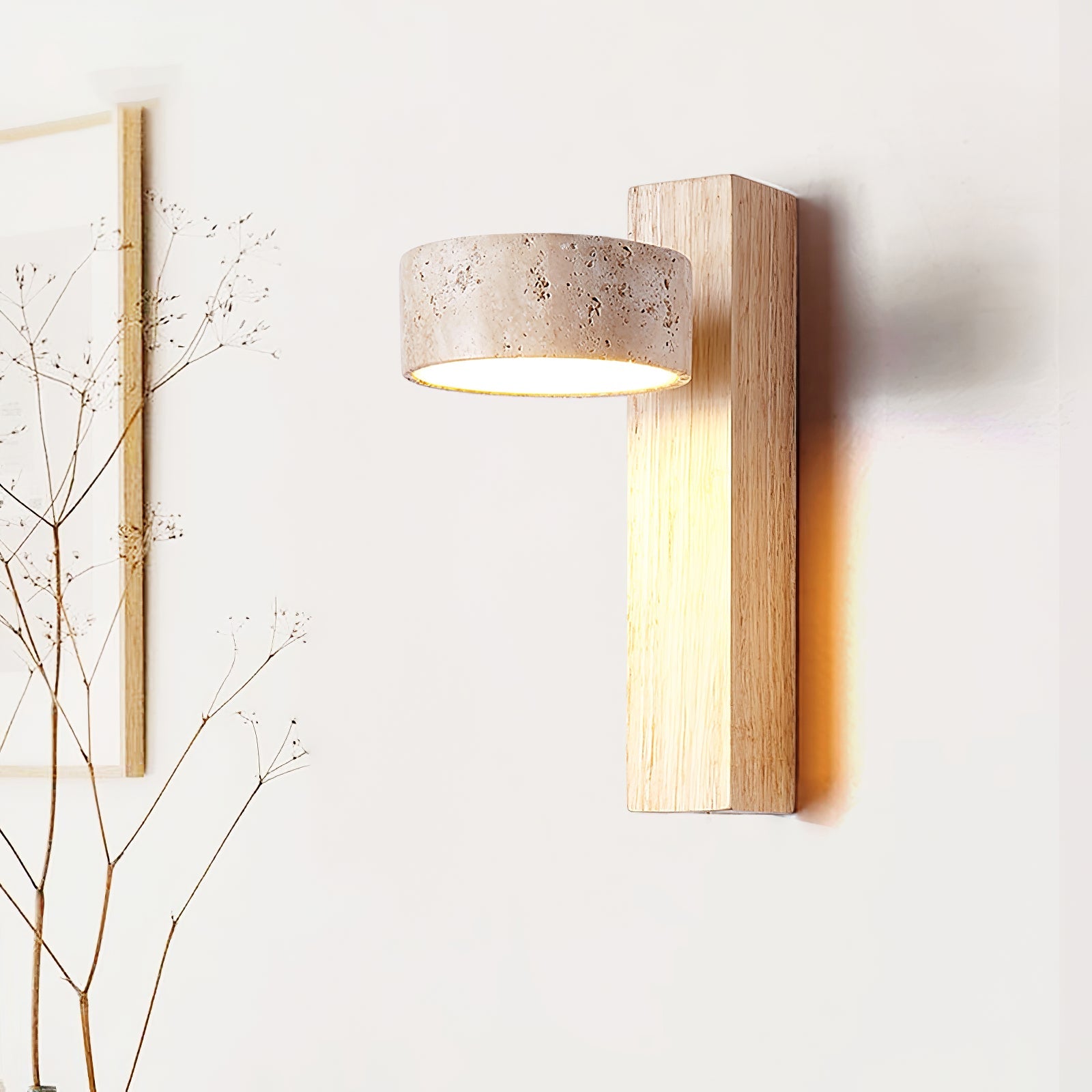 Kyparissos - Travertine and Walnut Wall Light
