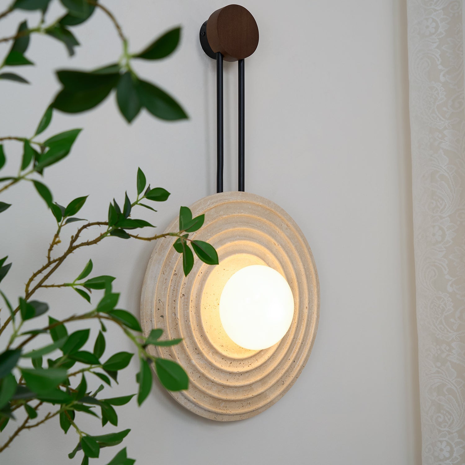 Halimede - Tree Ring Travertine Wall Lamp